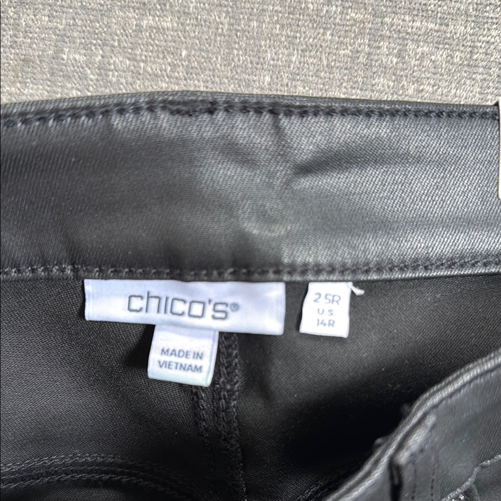 Chico’s High Rise Wide Leg Coated Denim - Picture 9 of 12